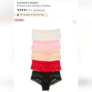 Victoria's Secret 5 Pack Very Sexy Lace Cheeky Panties LARGE
